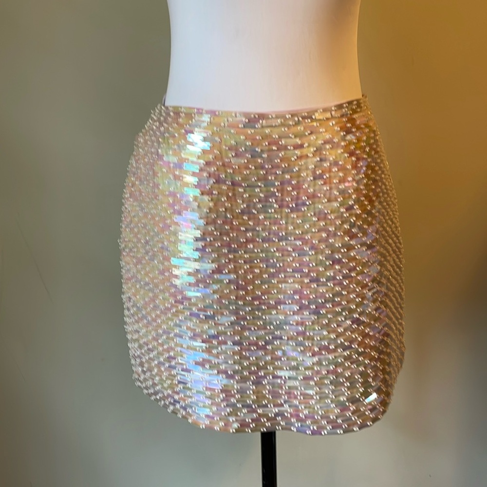 Hugo Buscati Iridescent Sequin Mini Skirt